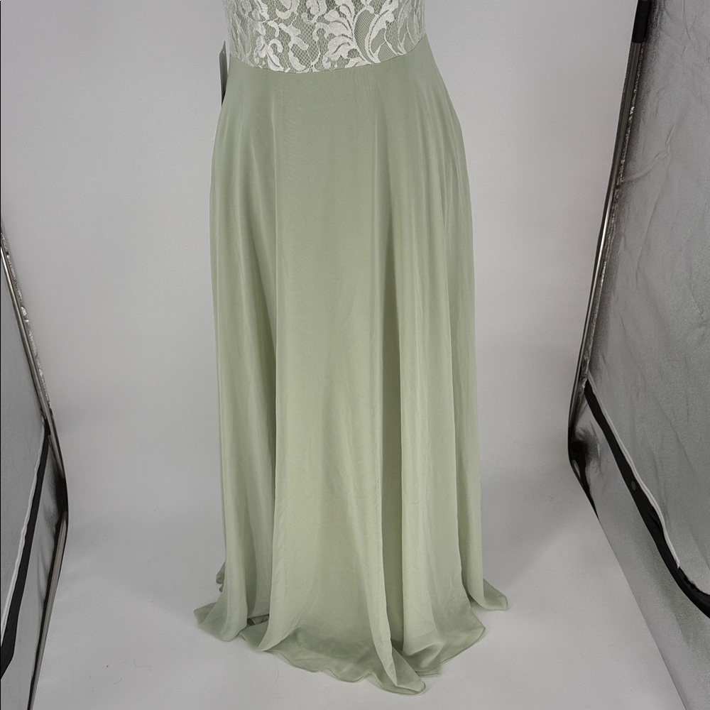 NWT Azazie Kate Bridesmaid Dress Lace Bodice‎ Formal Gown Dusty Sage A8 - Picture 9 of 15